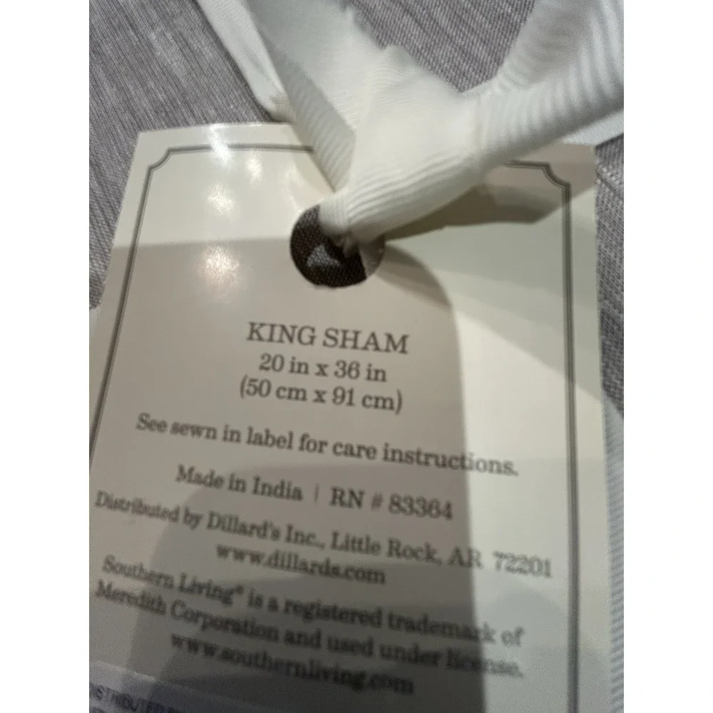 New Southern Living Heirloom King Pillow Sham Gray 20